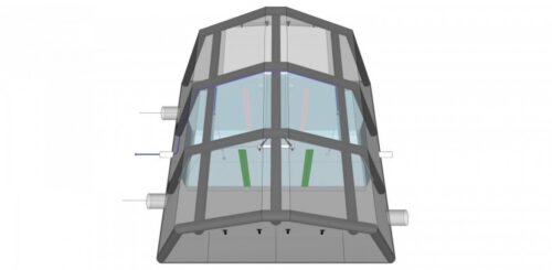 Tente de décontamination gonflable à déploiement rapide avec 2 lignes, 5 x 5 m