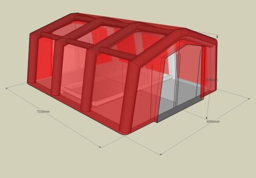 Tente de décontamination gonflable à déploiement rapide avec 3 lignes, 7 x 6 m