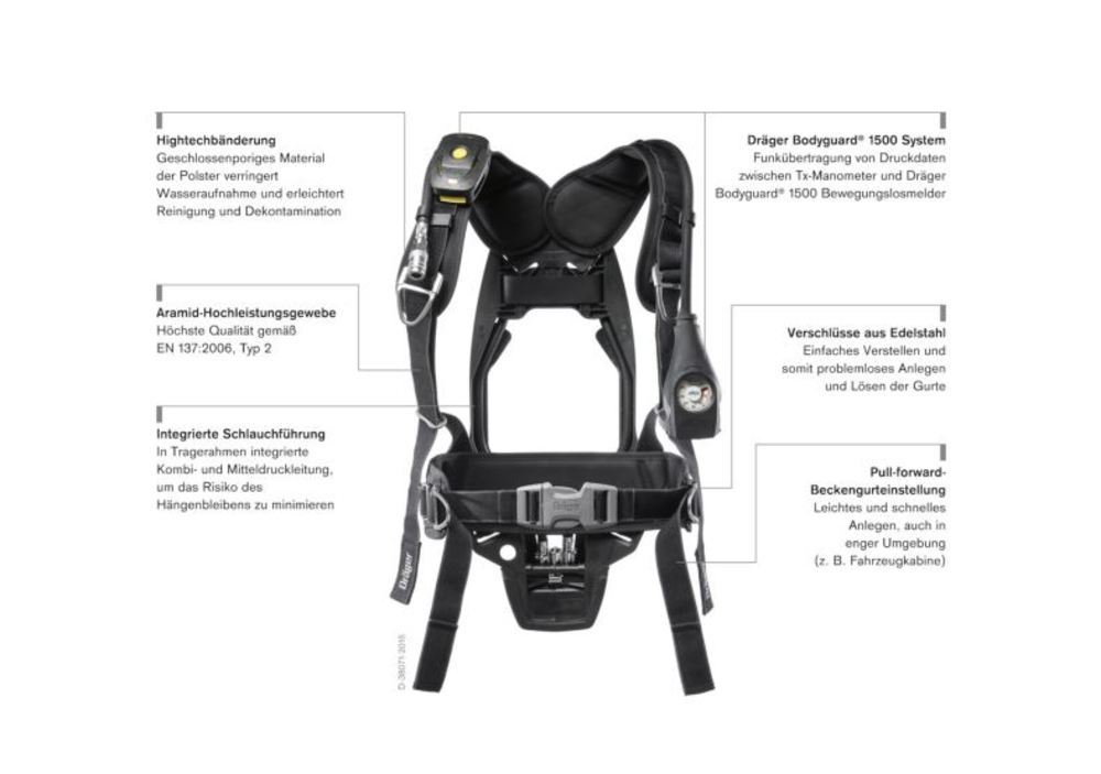 Appareil respiratoire PSS 4000 avec bande universelle de fixation de bouteille, manomètre, FPS 7000 et régulateur d'air