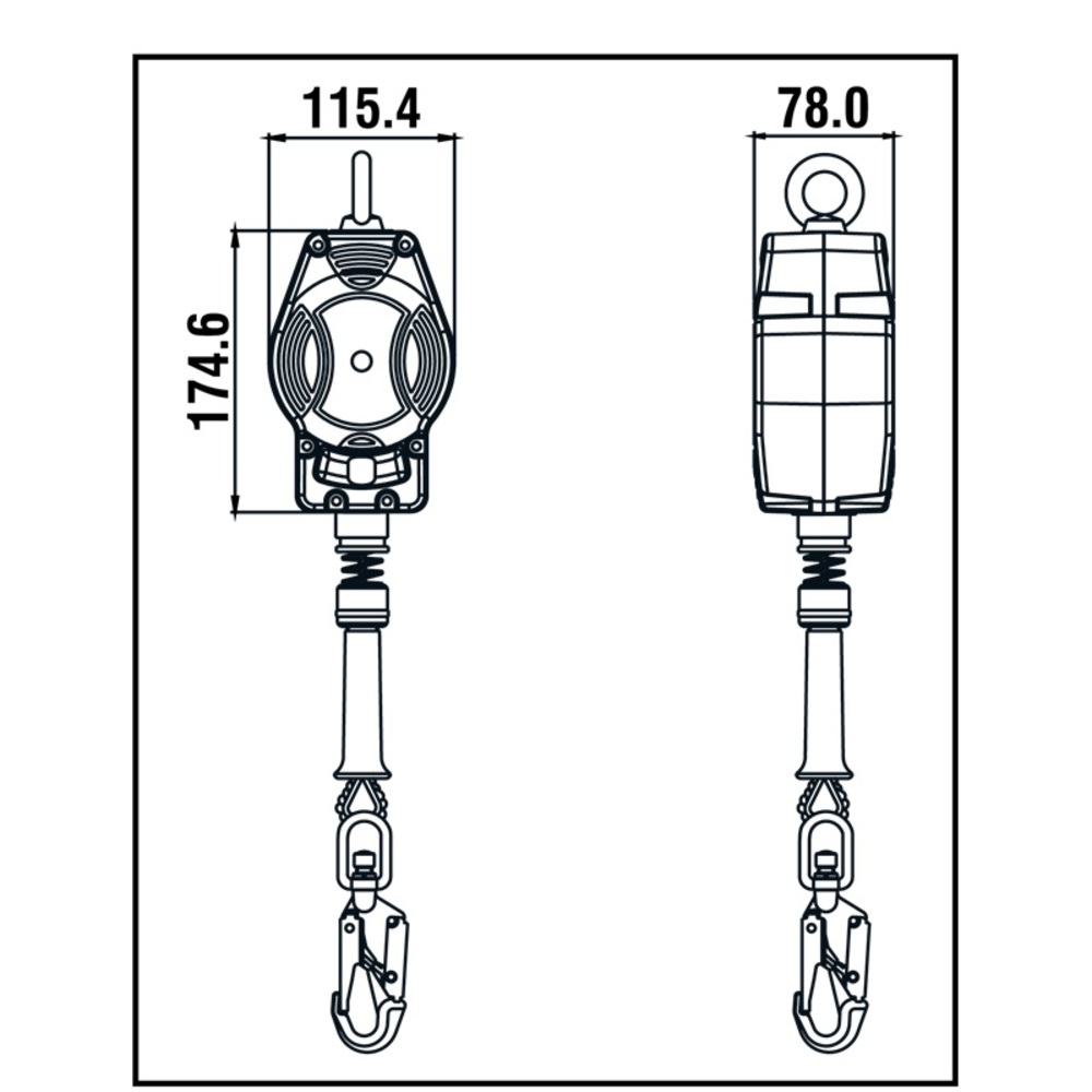 Dispositif d'arrêt de chute HELIXON-S avec câble en acier galvanisé - 3.5 m