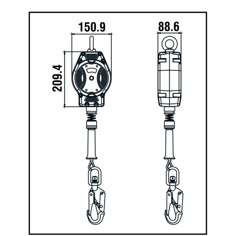 Dispositif d'arrêt de chute HELIXON avec câble en acier galvanisé - 7 m