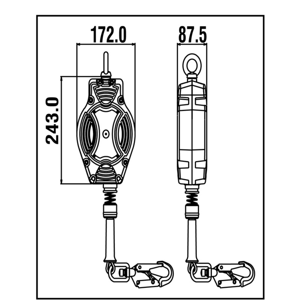 Dispositif d'arrêt de chute HELIXON-S avec câble en acier galvanisé - 10 m