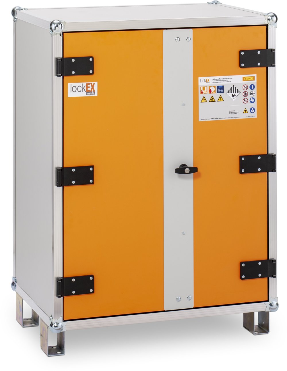 Armoire de stockage sur batterie avec fonction de chargement CEMO lockEX 2.0 - 8/10 avec pieds régla