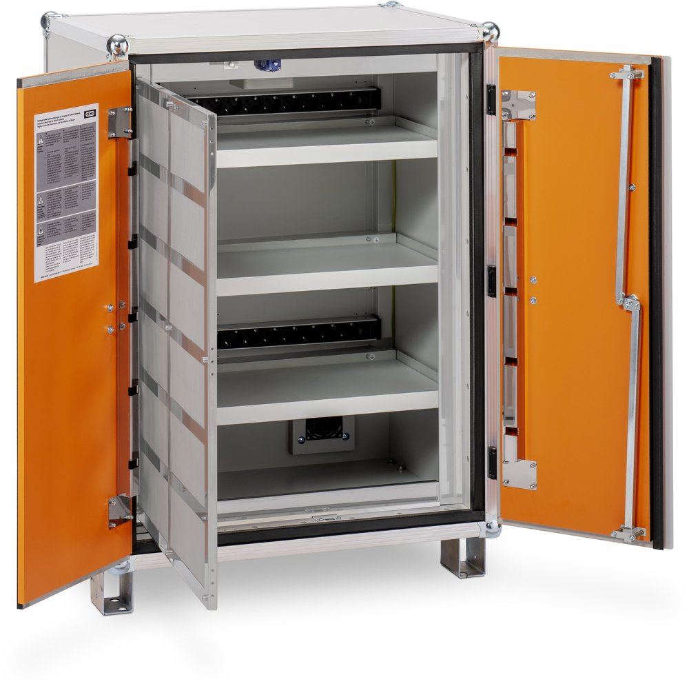 Armoire de stockage sur batterie avec fonction de chargement CEMO lockEX 2.0 - 8/10 avec pieds régla